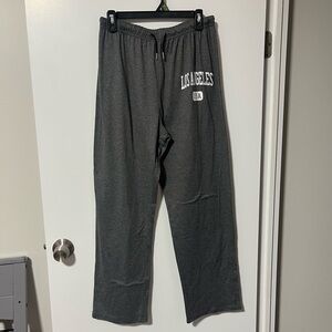 Straight Leg Light Weight Lounge Pants in Dark Gray with Los Angeles Graphic